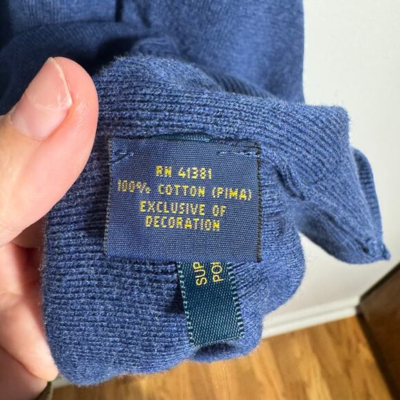 Polo Ralph Lauren Sweater Men XXL Blue Purple Pony Pima Cotton Prep Quite Luxury - Picture 6 of 8